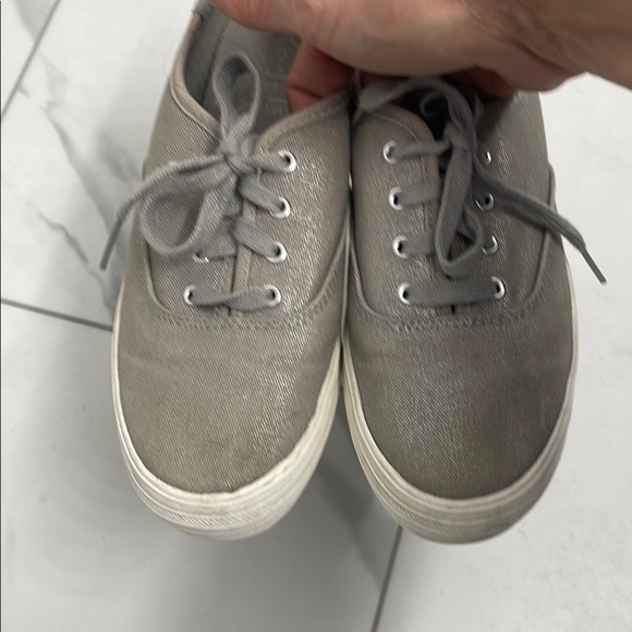 Keds Grey Shimmer Canvas Sneakers Casual Low-Top - Picture 8 of 12
